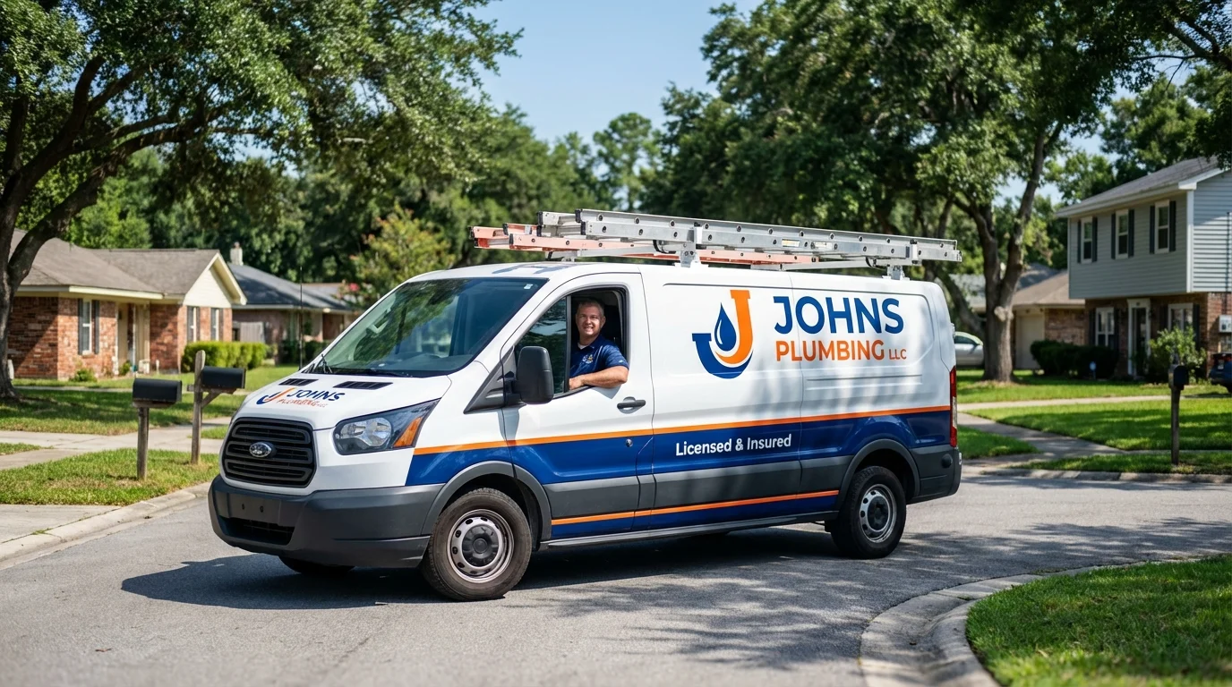 Johns Plumbing LLC service van in Prattville, AL