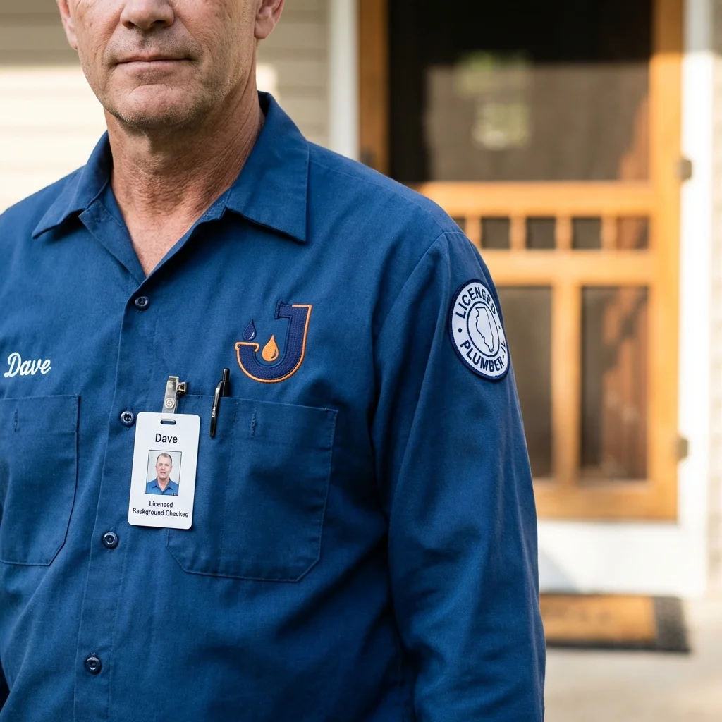 Licensed plumber showing ID badge in Prattville, AL