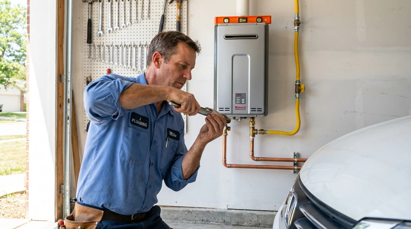 Tankless water heater installation by a Johns Plumbing LLC plumber in Prattville